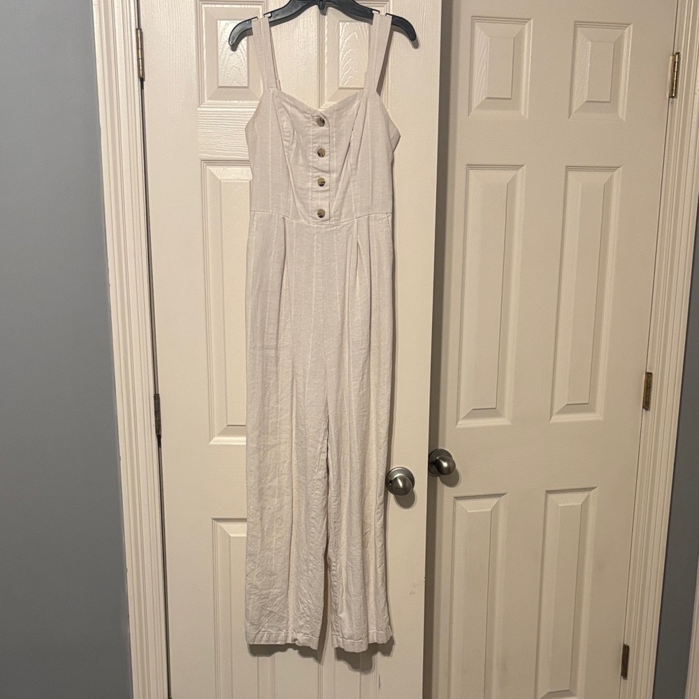 Old Navy Cream Button-Front Jumpsuit